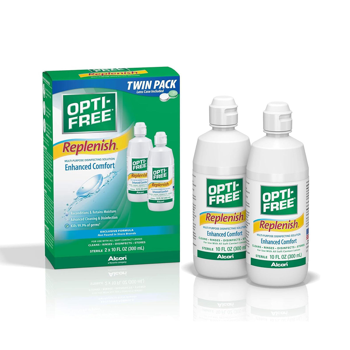 Opti-Free RepleniSH Multi-Purpose Contact Lens Cleaning & Disinfecting Solution with Case, 20 fl oz (Twin Pack)