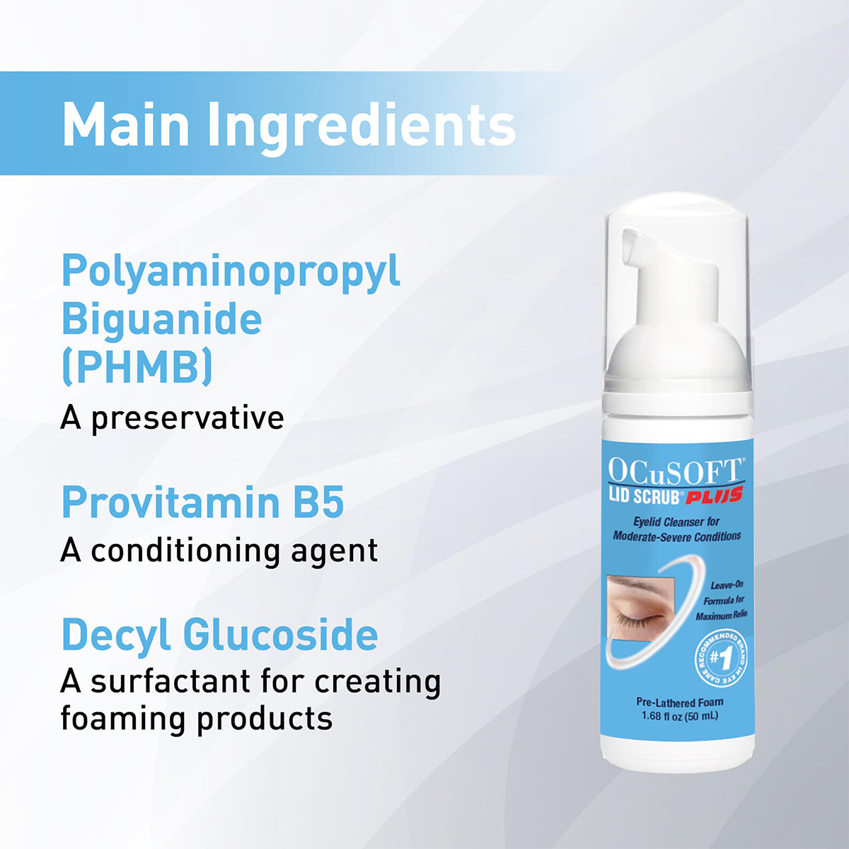 OCuSOFT Lid Scrub PLUS Extra Strength Foaming Eyelid Cleanser for Daily Lid Hygiene (50 mL)
