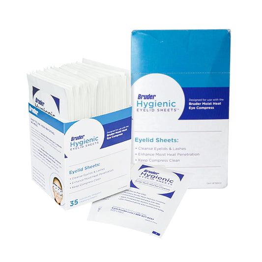 Bruder Hygienic Eyelid Sheets – Disposable Moist Heat Mask Liners (35-Count Box)