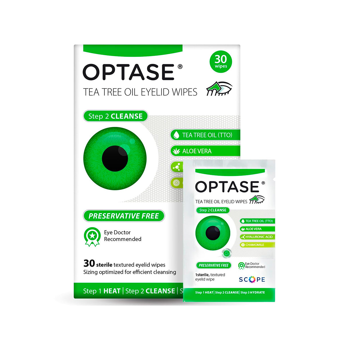 Optase® Tea Tree Oil Eyelid Wipes – Preservative-Free Lid & Lash Cleansing Wipes (Box of 30)