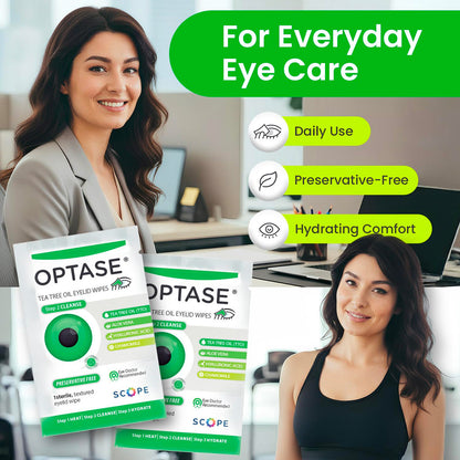 Optase® Tea Tree Oil Eyelid Wipes – Preservative-Free Lid & Lash Cleansing Wipes (Box of 30)