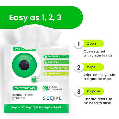 Optase® Tea Tree Oil Eyelid Wipes – Preservative-Free Lid & Lash Cleansing Wipes (Box of 30)