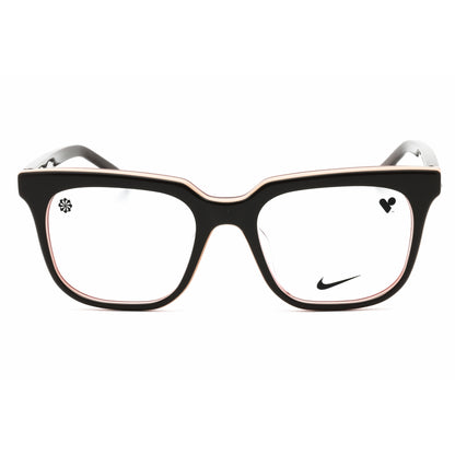 Black eyeglasses with Nike logo on a white background