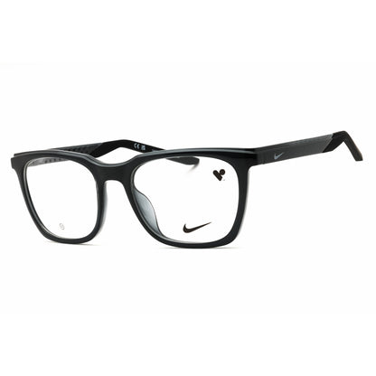 Black eyeglasses with Nike logo on a white background