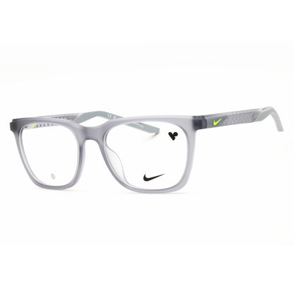 Gray eyeglasses with Nike logo on a white background