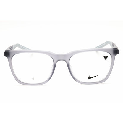 White eyeglasses with a Nike logo on a white background