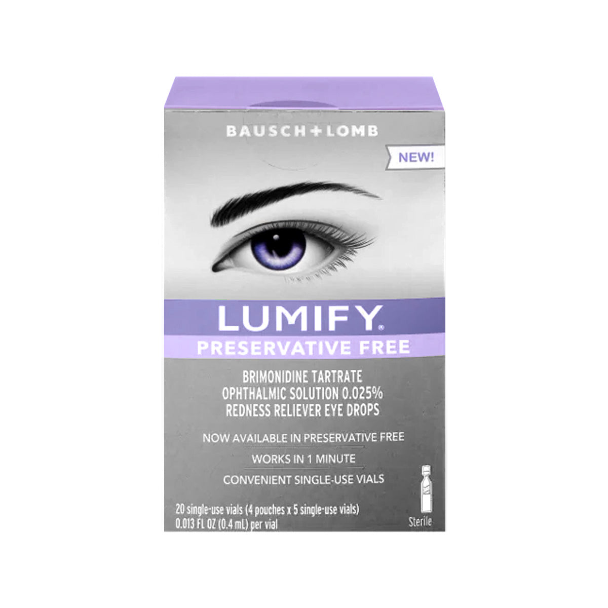 LUMIFY PF Redness Reliever Eye Drops – 20 Single-Use Vials