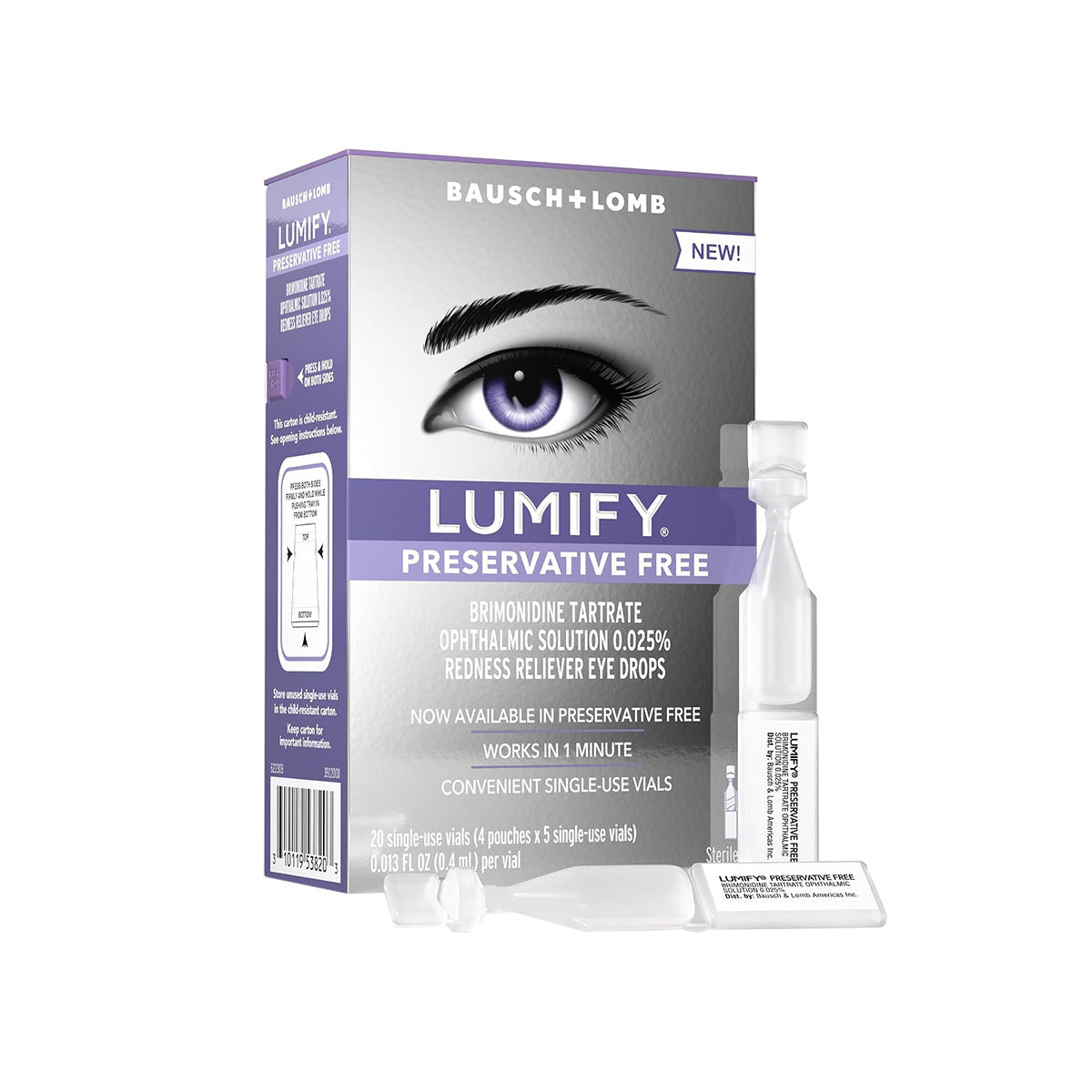 LUMIFY PF Redness Reliever Eye Drops – 20 Single-Use Vials