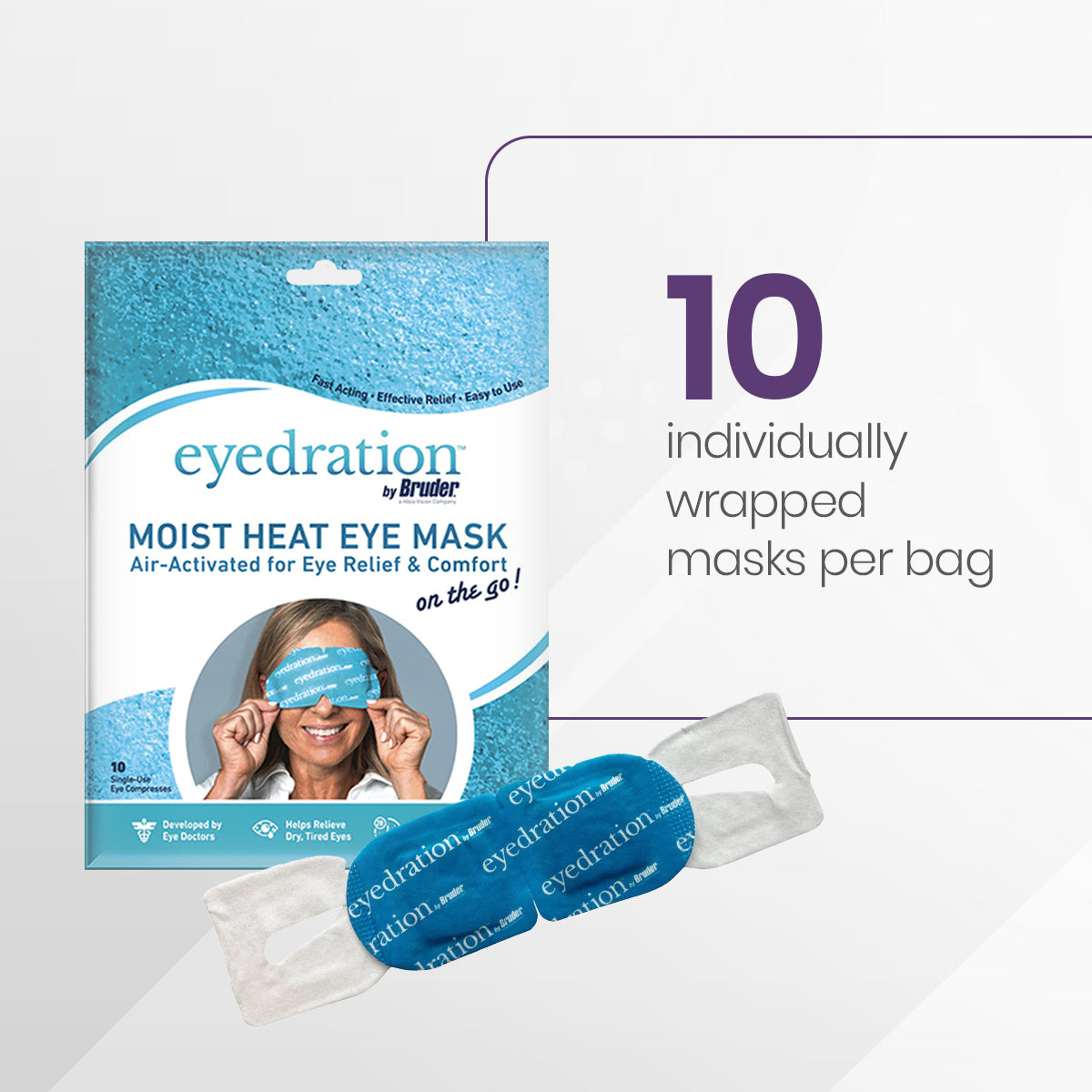 Bruder Eyedration Air-Activated Steam Eye Mask – Instant Moist Heat Relief for Dry Eyes (10-Pack)