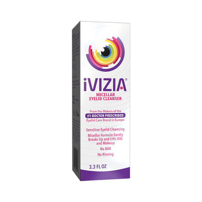 iVIZIA Micellar Eyelid Cleanser, Preservative-Free & Rinse-Free – Gentle Daily Makeup and Debris Removal, 3.3 fl oz
