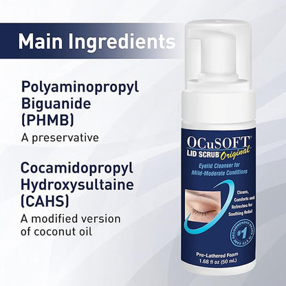 Ocusoft Lid Scrub Original Foaming Eyelid Cleanser – Gentle Daily Lid & Lash Hygiene for Sensitive Eyes