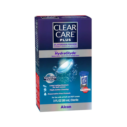 Clear Care Plus Cleaning & Disinfecting Contact Lens Solution with HydraGlyde, Travel-Friendly 3 oz (90 mL)