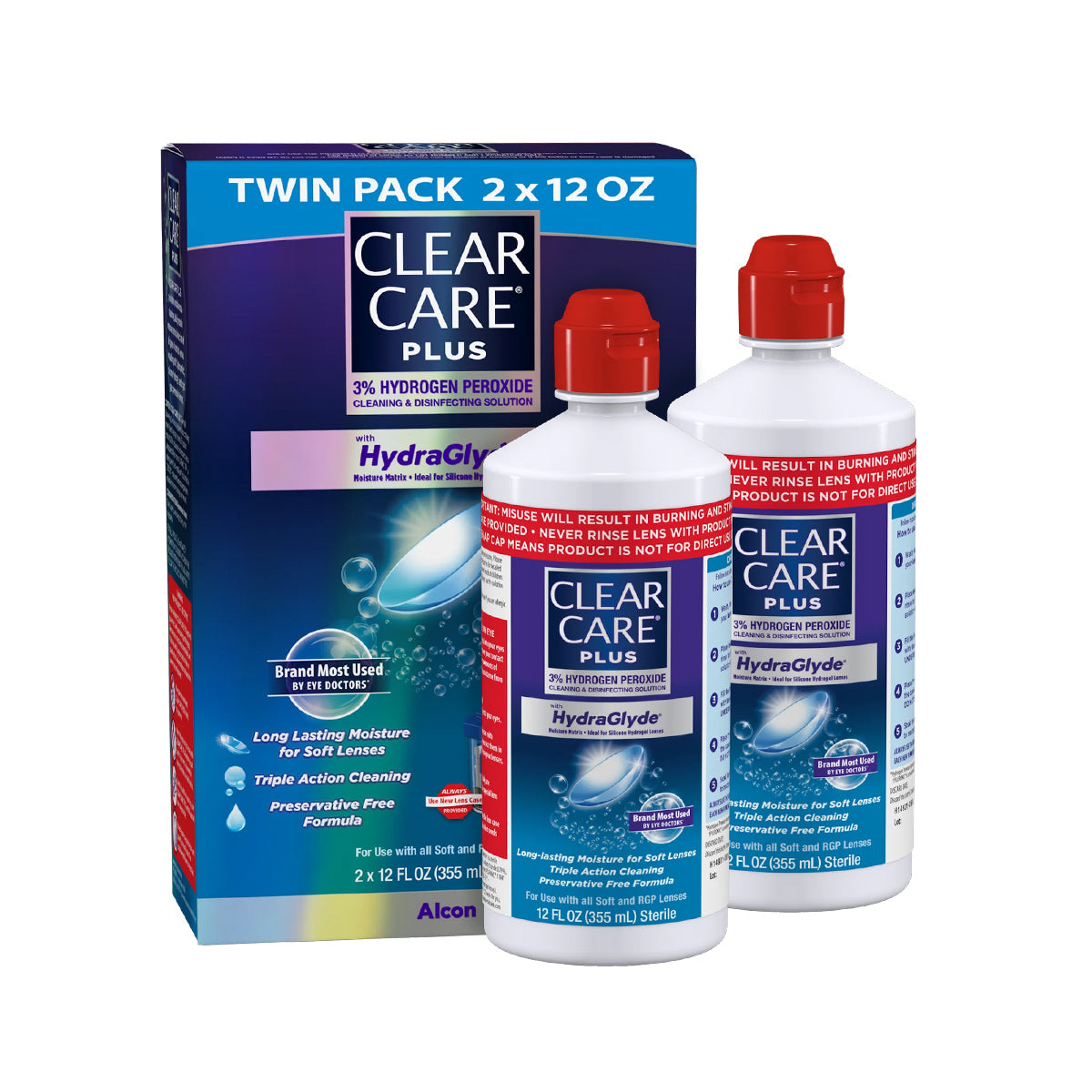 Clear Care Plus Cleaning & Disinfecting Contact Lens Solution with Lens Case, 12 oz Bottle