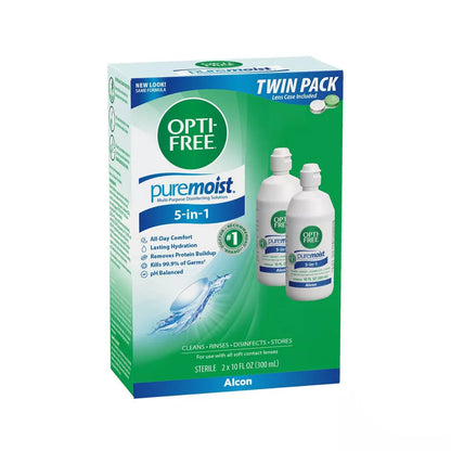 Opti-Free PureMoist Multi-Purpose Contact Lens Cleaning & Disinfecting Solution with Case, 20 fl oz (Twin Pack)