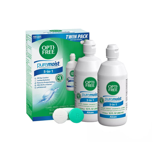 Opti-Free PureMoist Multi-Purpose Contact Lens Cleaning & Disinfecting Solution with Case, 20 fl oz (Twin Pack)