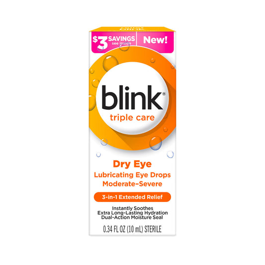 Blink® Triple Care 3-in-1 Lubricating Eye Drops – Hydration, Protection & Relief