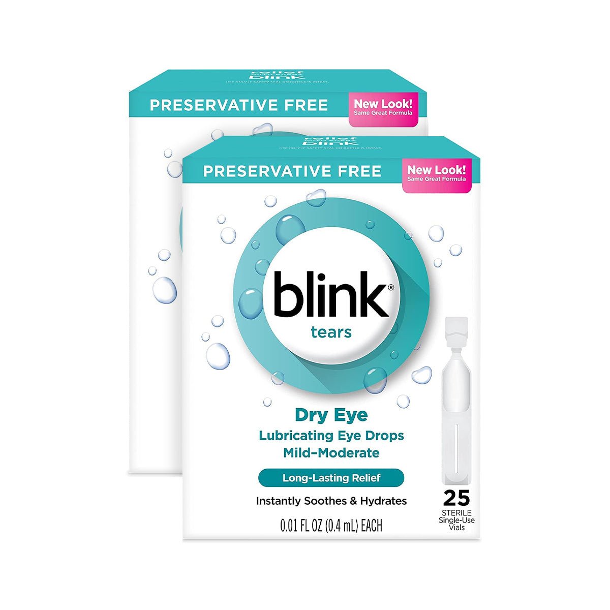 Blink Tears Preservative Free Lubricating Eye Drops 50ct Vials (2 x 25) 2-pack
