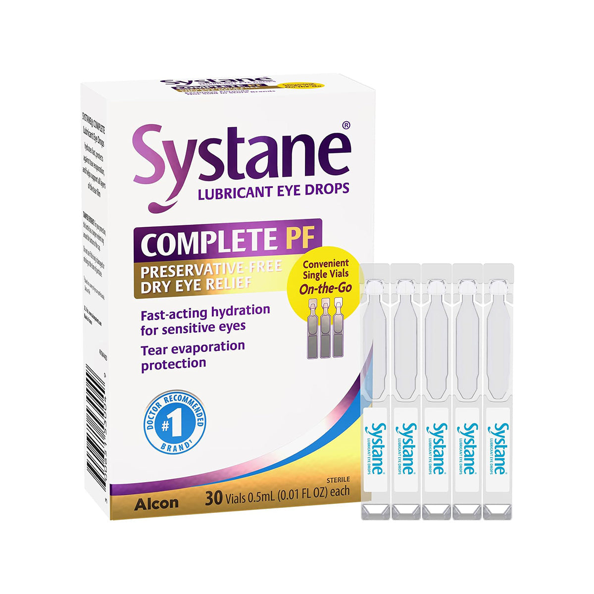 Systane® Complete Preservative-Free Lubricant Eye Drops – Advanced Dry Eye Relief (30 Single-Use Vials)