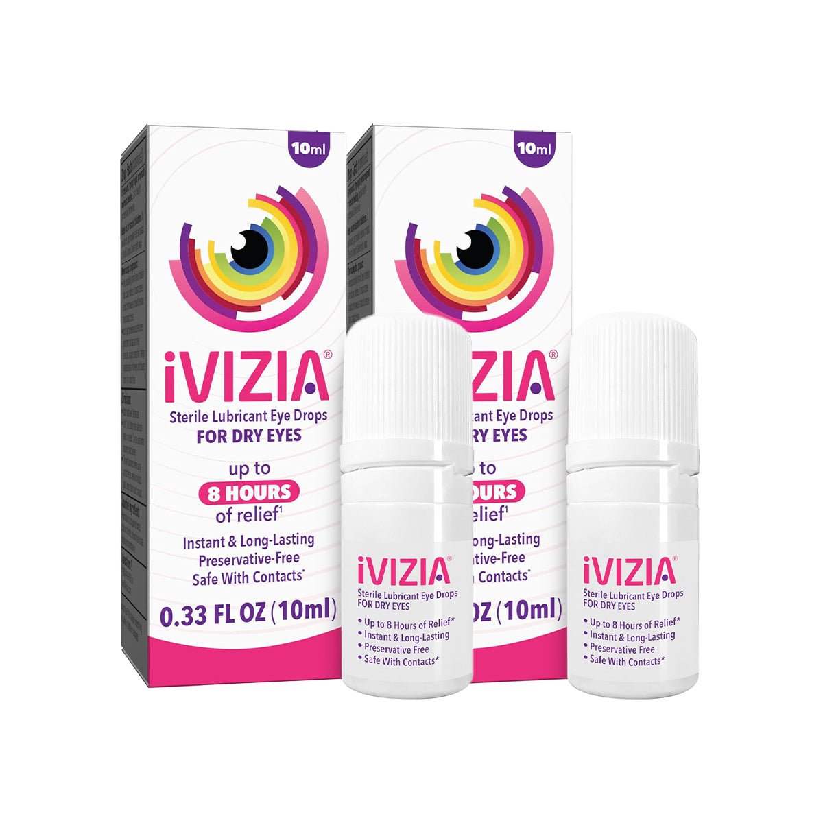 iVIZIA 2-pack Sterile Lubricant Eye Drops, Preservative-Free, (2 x 10ml bottle) 2-Pack