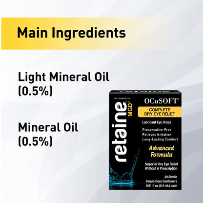 OCuSOFT® Retaine® MGD Preservative-Free Eye Drops – Long-Lasting Relief for Dry Eye & MGD