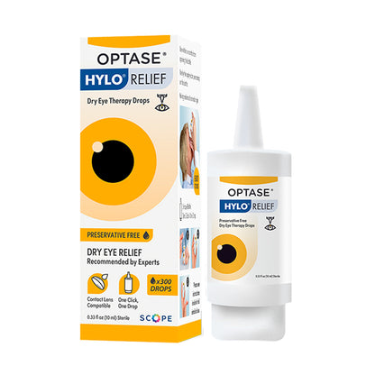 Optase® Hylo Relief Preservative-Free Lubricating Eye Drops – Long-Lasting Dry Eye Comfort (300 Drops)