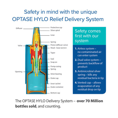 Optase® Hylo Relief Preservative-Free Lubricating Eye Drops – Long-Lasting Dry Eye Comfort (300 Drops)