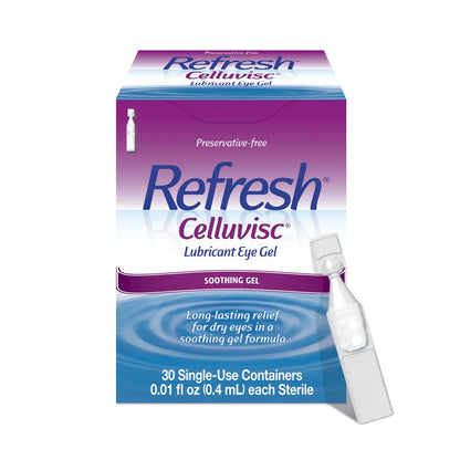 Refresh Celluvisc Preservative-Free Lubricant Eye Drops for Severe Dry Eye Relief – 30 Single-Use Vials