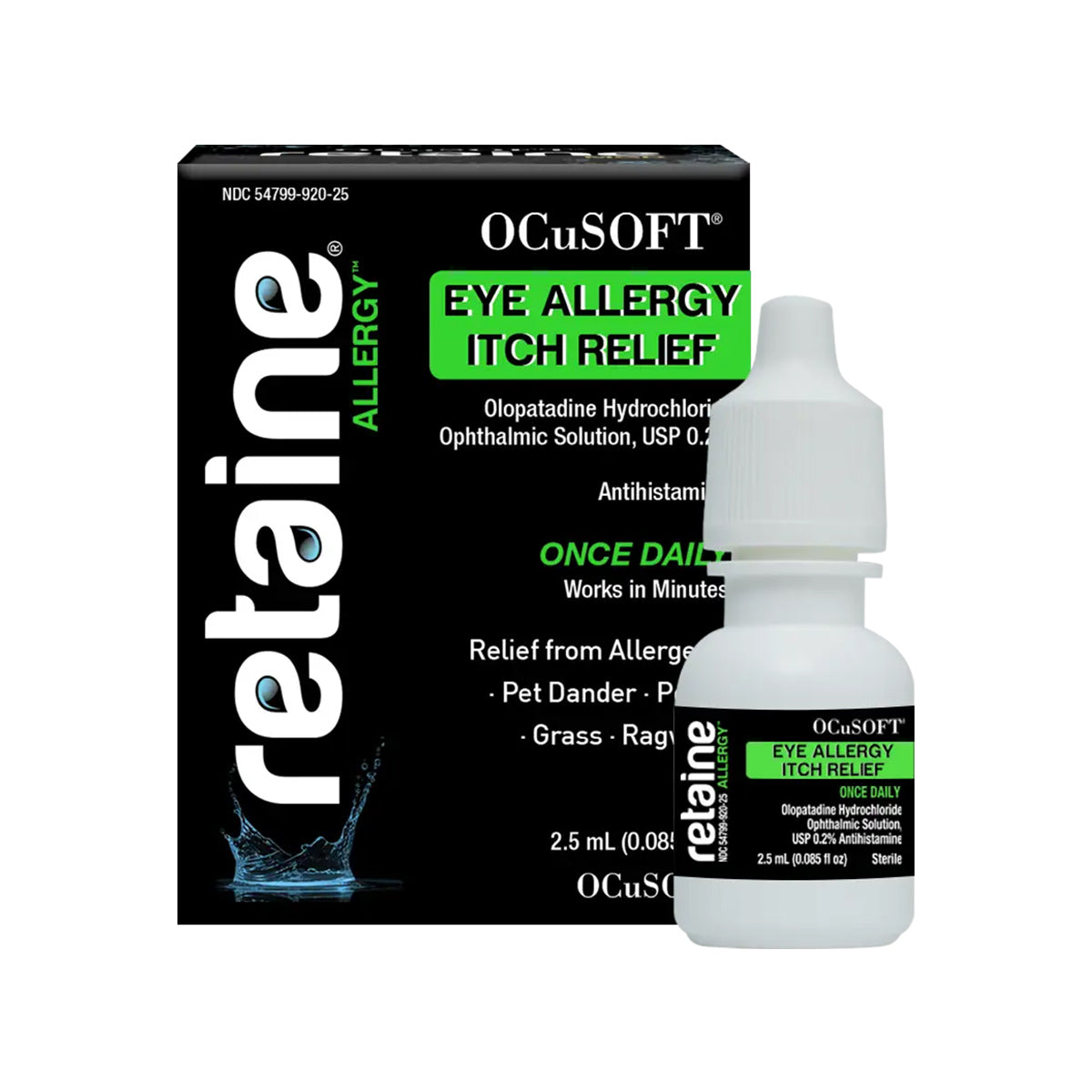 OCuSOFT Retaine Allergy Once-Daily Eye Drops for Itch Relief (Preservative-Free, 2.5 mL)