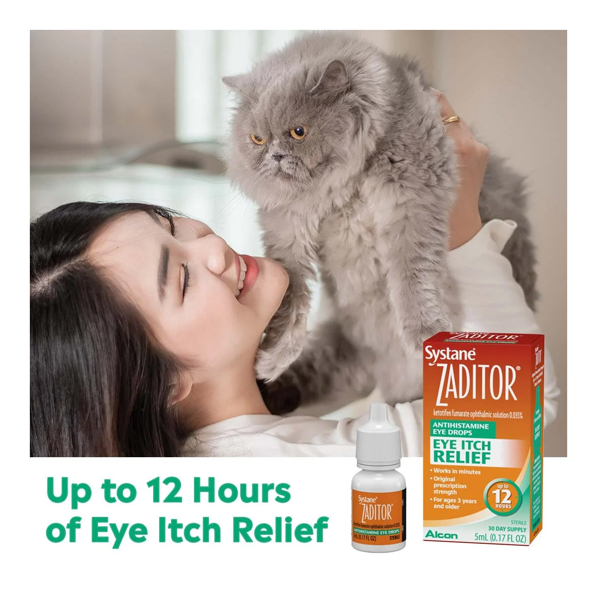 Zaditor® Eye Care Allergy Relief Eye Drops – Fast-Acting Itch Relief (5 mL Bottle)