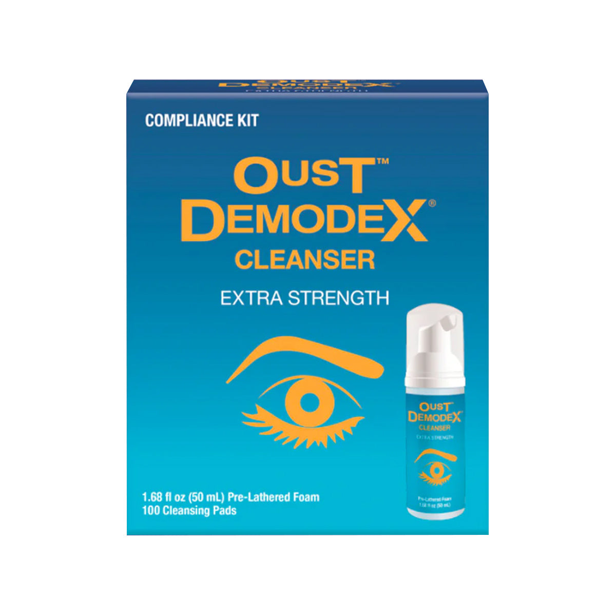 OCuSOFT Oust Demodex Cleanser Foam Compliance Kit – Complete Eyelid Hygiene System (50 mL Foam & 100 Pads)