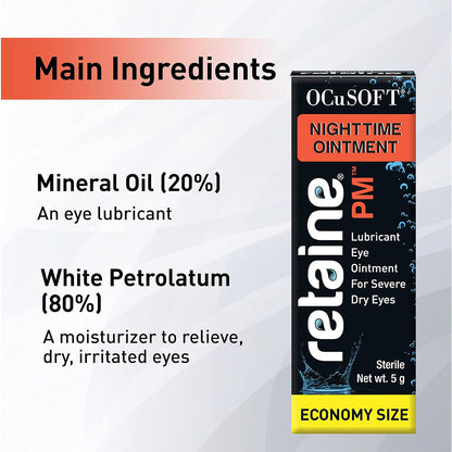 OCuSOFT Retaine® PM Nighttime Lubricant Eye Ointment – Economy Size (5 g Tube)
