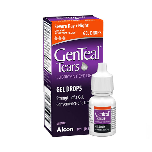 GenTeal Tears Lubricating Gel Eye Drops for Severe Dry Eyes, Day and Night Relief, 8 mL