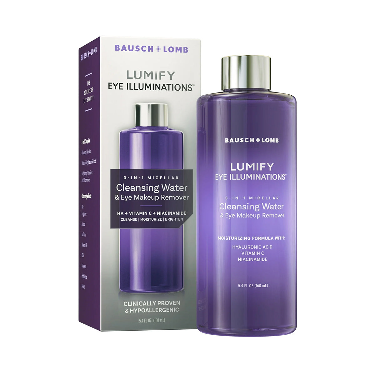 LUMIFY Eye Illuminations Micellar Cleansing Water & Gentle Eye Makeup Remover (160 mL Bottle)