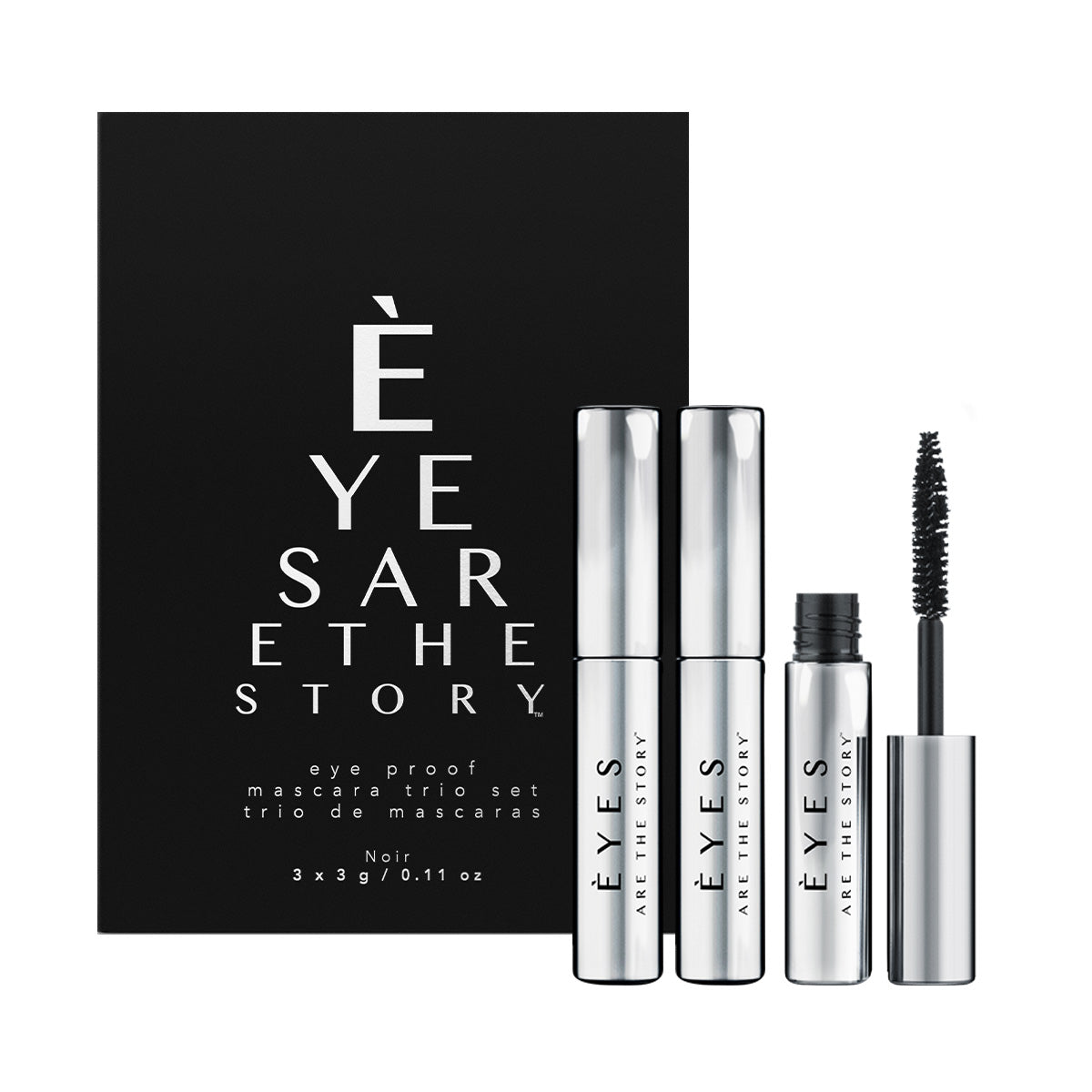 Eyes Are The Story Mascara Trio Set – 3 Mini Non-Flaking Mascaras for Sensitive Eyes