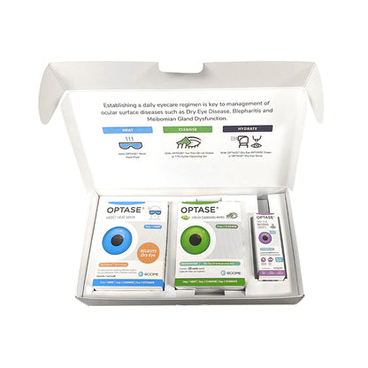 Optase Dry Eye Relief Kit – Heat Mask, Cleansing Wipes & Intense Preservative-Free Eye Drops