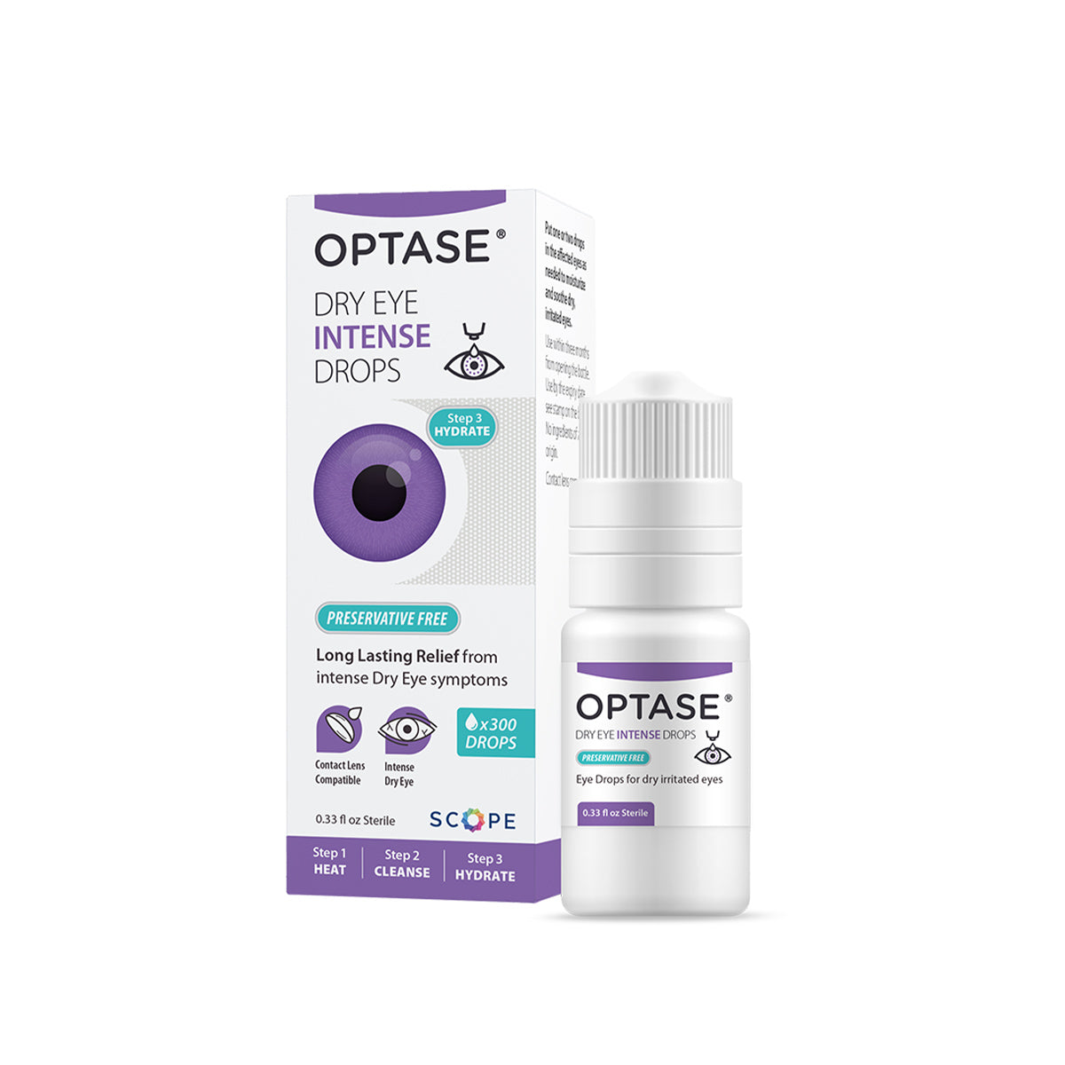 Optase Dry Eye Relief Kit – Heat Mask, Cleansing Wipes & Intense Preservative-Free Eye Drops