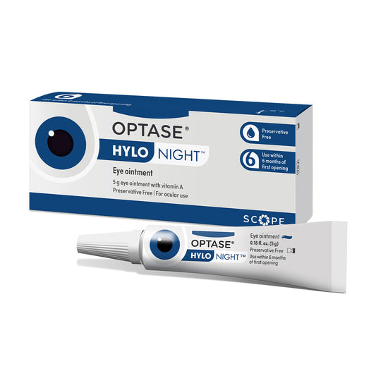 Optase® Hylo Night Ointment – Preservative-Free, 5 g Tube (Approx. 300 Uses) for Overnight Dry Eye Relief