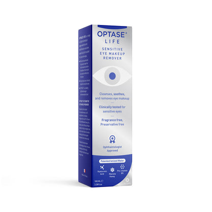 Optase® LIFE Sensitive Eye Makeup Remover – Preservative-Free with Hyaluronic Acid & Manuka Honey (100 mL)