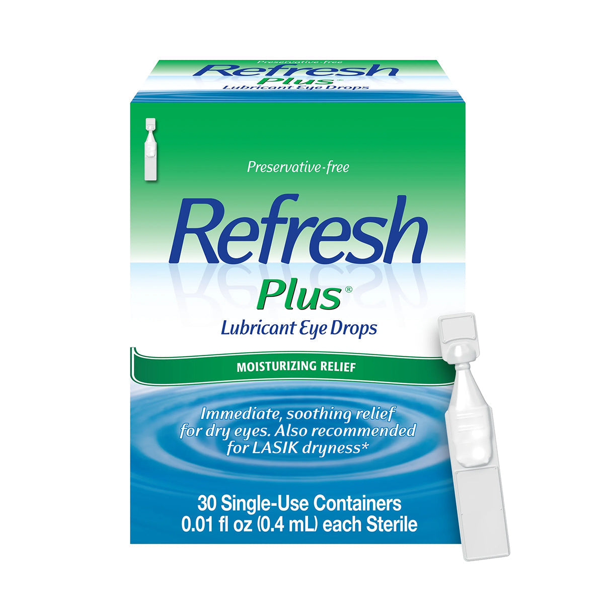 Refresh Plus® Lubricant Eye Drops – Preservative-Free Single-Use Vials (30 Count)
