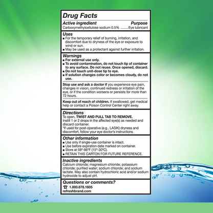 Refresh Plus® Lubricant Eye Drops – Preservative-Free Single-Use Vials (30 Count)