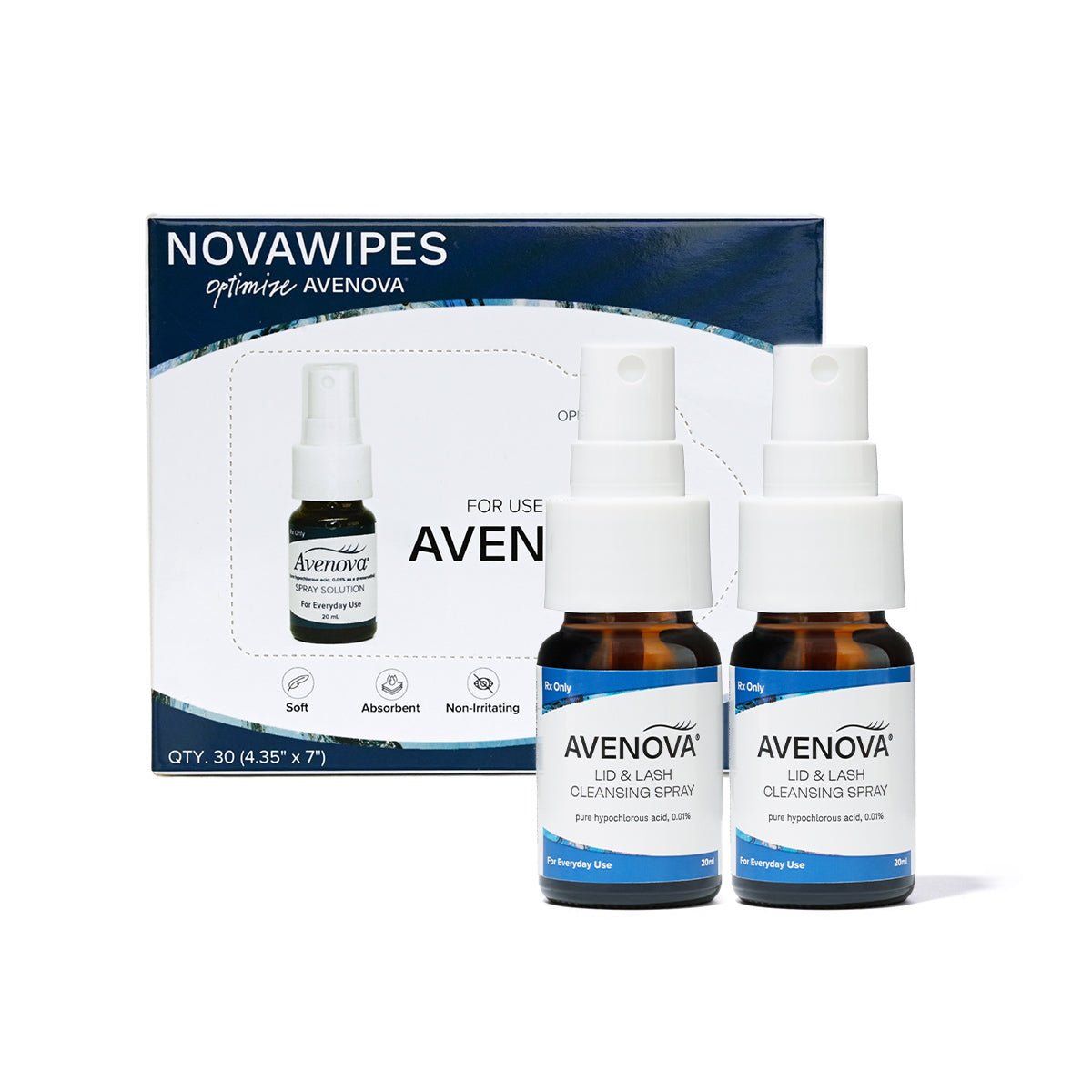Avenova Hypochlorous Spray Solution 2-Pack with Novawipes