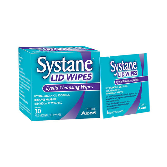 Systane Lid Wipes for Eyelid Cleansing & Makeup Removal – Hypoallergenic, Gentle Eye Hygiene Wipes (30 Count)