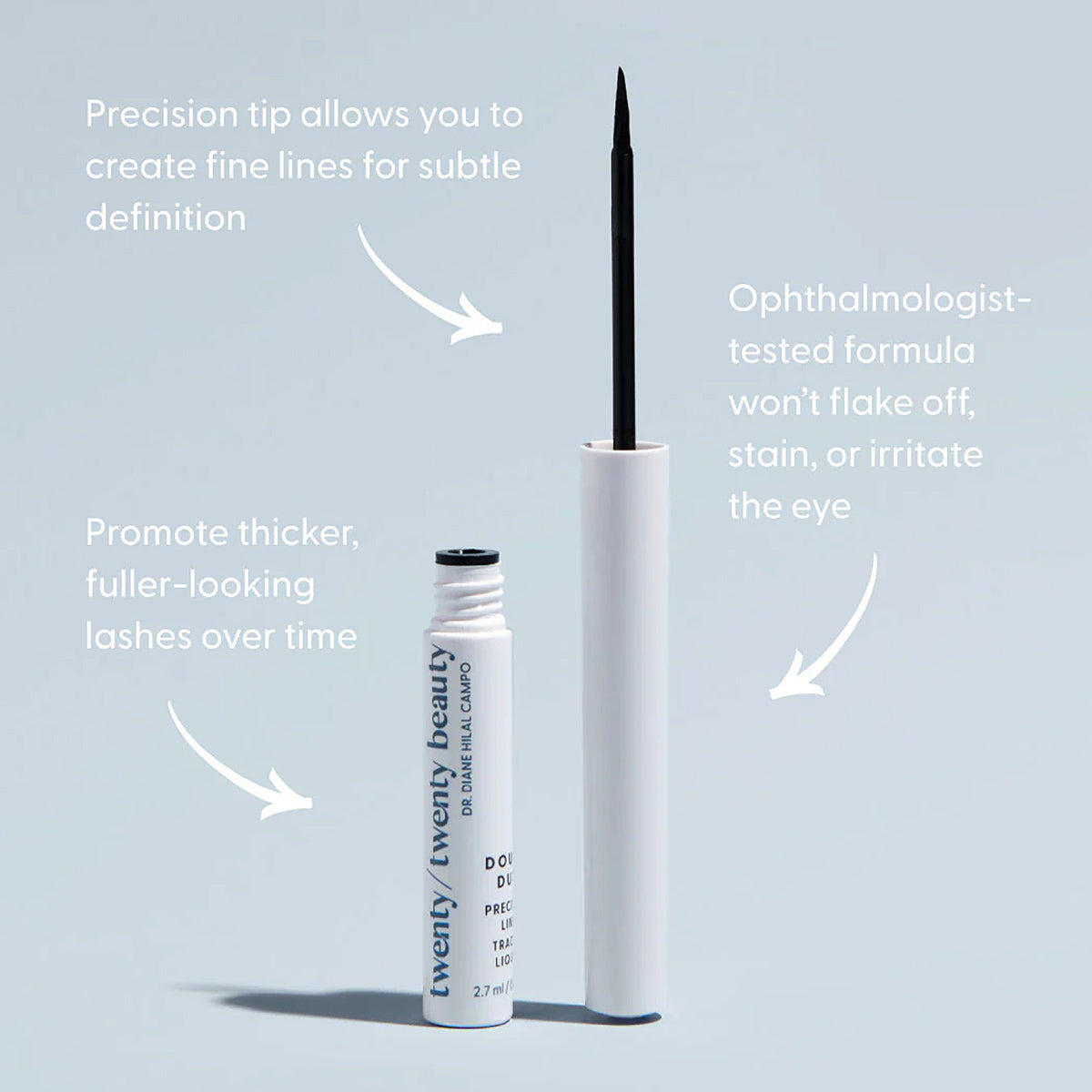 Twenty Twenty Double-Duty Precision Eyeliner – Long-Lasting, Eye-Safe Black (2.7 mL)