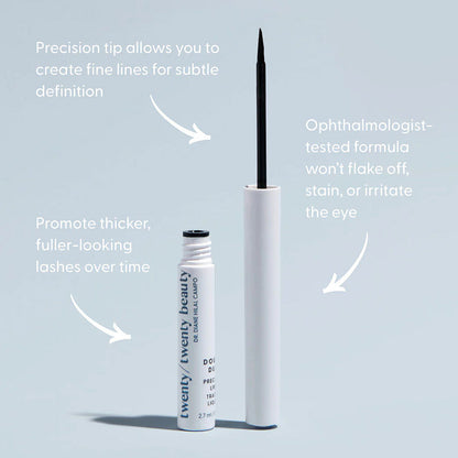 Twenty Twenty Double-Duty Precision Eyeliner – Long-Lasting, Eye-Safe Black (2.7 mL)