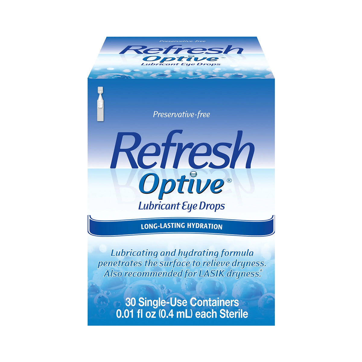 Refresh Optive® Preservative-Free Lubricant Eye Drops – 30 Single-Use Vials for Dry Eye Relief