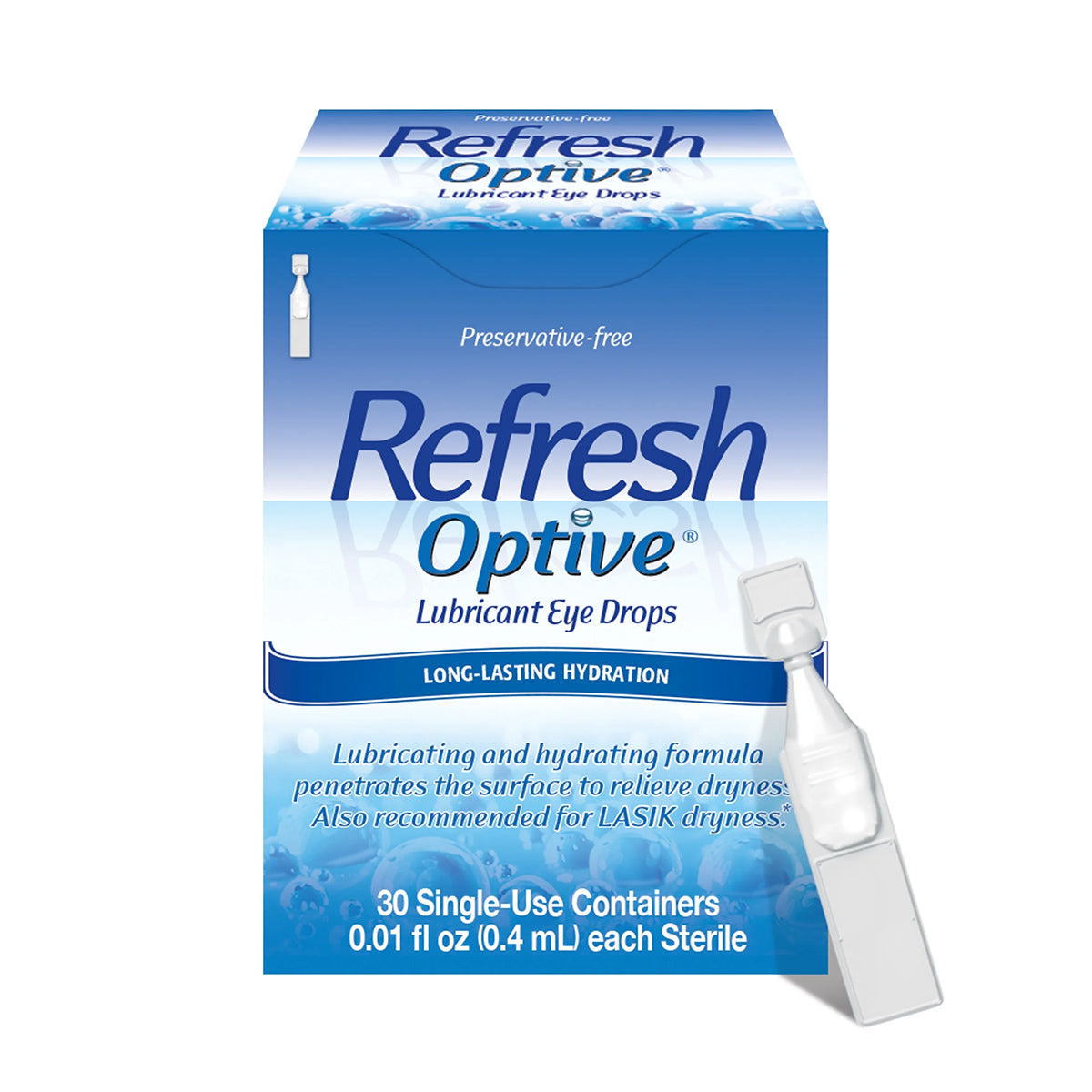Refresh Optive® Preservative-Free Lubricant Eye Drops – 30 Single-Use Vials for Dry Eye Relief