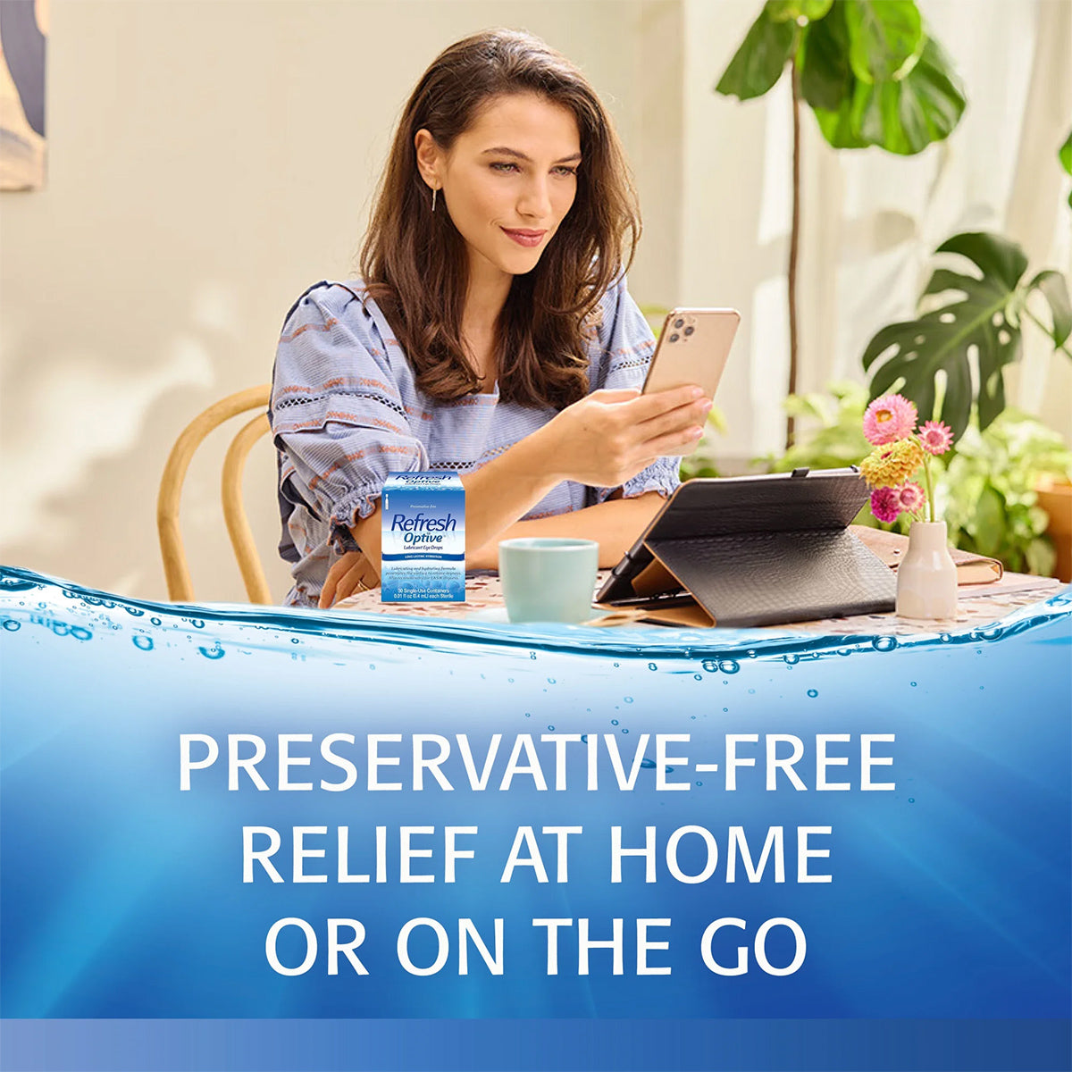 Refresh Optive® Preservative-Free Lubricant Eye Drops – 30 Single-Use Vials for Dry Eye Relief