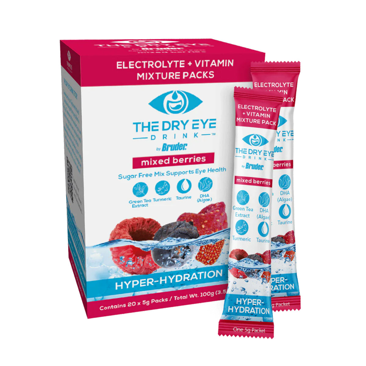 Dry Eye Drink Daytime – Doctor-Formulated Electrolyte Hydration for Dry Eye Support (Mixed Berry, 20 Packets)