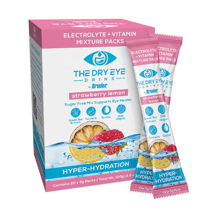 Dry Eye Drink™ Daytime – Doctor-Formulated Hydration for Dry Eye Support (Strawberry Lemonade, 20 Packets)