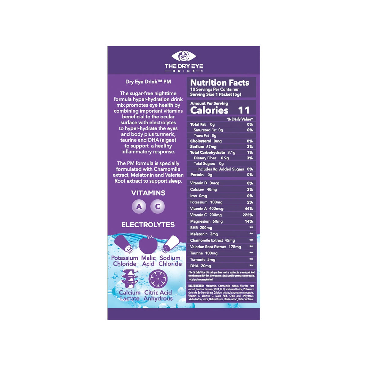 Dry Eye Drink Daytime – Doctor-Formulated Electrolyte Hydration for Dry Eye Support (Mixed Berry, 20 Packets)